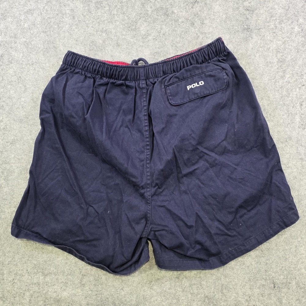 VTG Polo Ralph Lauren Shorts Mens 34 Blue Chino Pony Logo Elastic Waist 7 Inseam - Picture 12 of 16